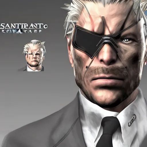 Image similar to senator armstrong, from metal gear rising reveangance, in a rap album cover, highly detailed portrait photography, epic, cinematic