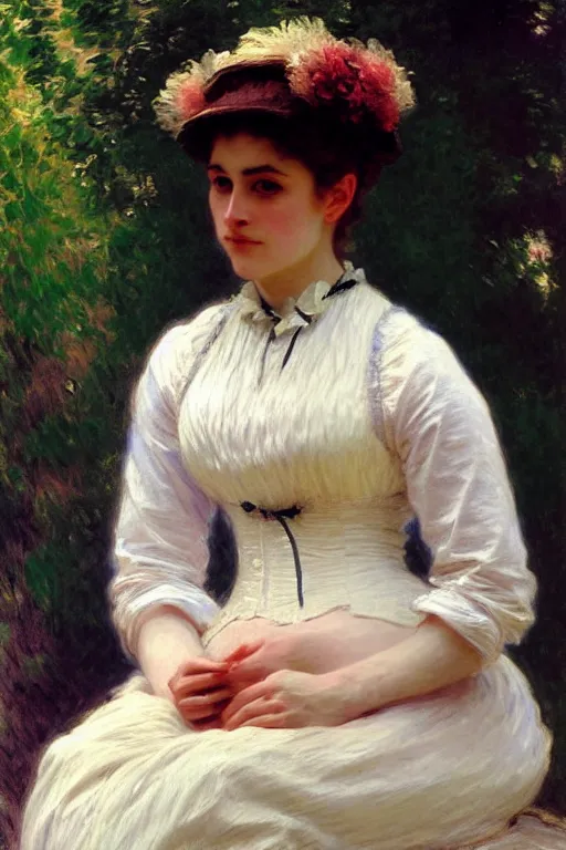 Prompt: victorian lady, painting by monet, bouguereau, detailed art, artstation