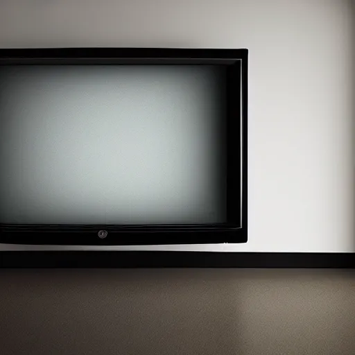 Prompt: a completley dark room with an old tv in the middle giving off a faint glow,