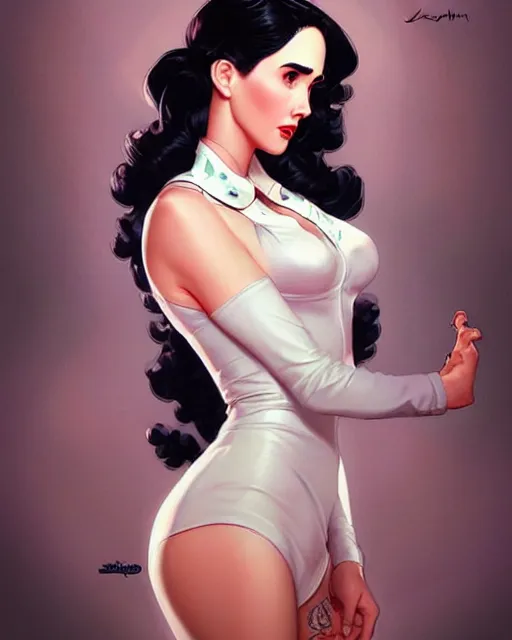 Prompt: a pin up and beautiful fashion charming dreamlke jennifer connelly, symmetrical face, symmetrical eyes, character art, art by artgerm lau and wlop and and ilya kuvshinov and john singer sargent, joshua middleton comic art