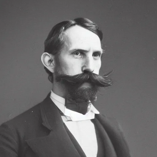 Image similar to A photograph portrait of Jerma985 with a mustache in the late 1800s, taken in the late 1800s, 1870s, grainy, taken on a Field View Camera, realistic, hyperrealistic, very realistic, highly detailed, very detailed, extremely detailed, detailed, digital art, trending on artstation
