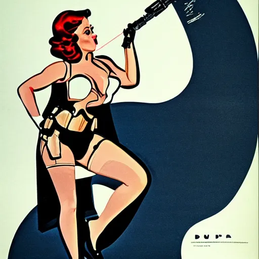 Prompt: yummy dart vader in pin - up poster