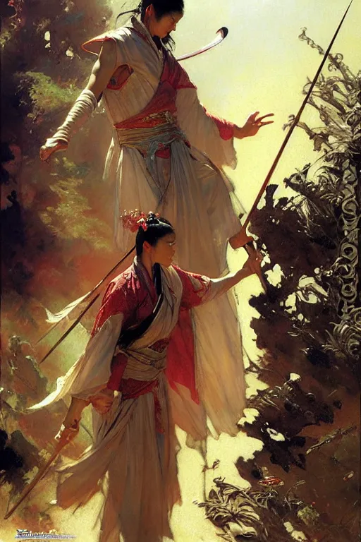 Image similar to wuxia, painting by gaston bussiere, craig mullins, j. c. leyendecker