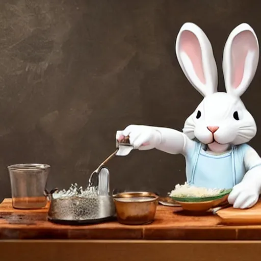 Image similar to a bunny rabbit cooking meth