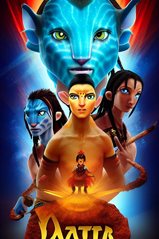 Prompt: avatar the legend of bamluk, a new movie poster from nicklodeon avatar series, pop art, no duplicate image, glowing lights, ultra details, digital painting, artstation, concept art, smooth, sharp focus, illustration, intecrate details, art by richard hamilton and mimmo rottela, pixels art by paul robertson