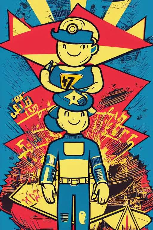 Image similar to fallout 7 6 retro futurist illustration art by butcher billy, sticker, colorful, illustration, highly detailed, simple, smooth and clean vector curves, no jagged lines, vector art, smooth andy warhol style