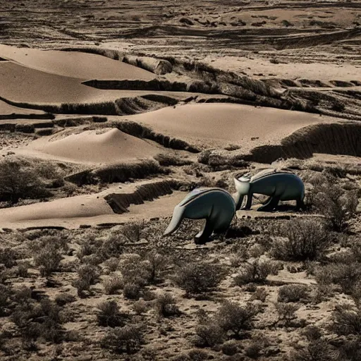 Image similar to 🐋🤖🦖🐉👽🐳 in desert, photography by bussiere rutkowski andreas roch