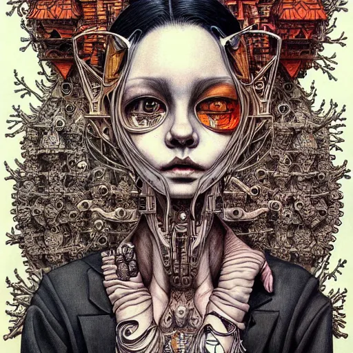 Image similar to portrait painted in jacek yerka style drawn by vania zouravliov and takato yamamoto, inspired by cyberpunk, intricate acrylic gouache painting, high detail, sharp high detail, artstation