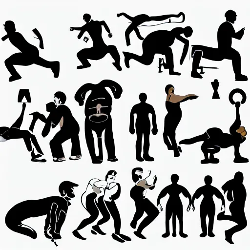 Image similar to A logo describing group of people trying to loose their weight, vector art, trending on Artstation