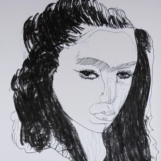 Image similar to 3 / 4 portrait of model black ink on paper