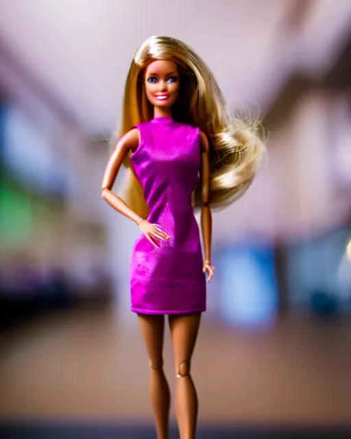 Image similar to high quality presentation photo of a barbie doll, photography 4k, f1.8 anamorphic, bokeh, 4k, Canon, Nikon