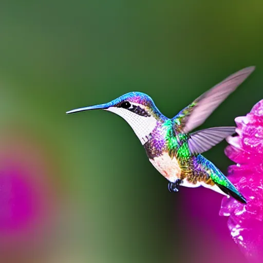 Image similar to a hummingbird finding a beautiful flower, entrapped in ice, only snow in the background, beautiful macro photography, warm ambient light