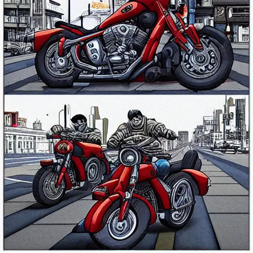 Prompt: akira style motorcycles in the streets of san francisco in 2 0 4 8