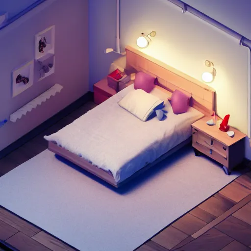 Image similar to a chubby cute room, 3 d illustration, isometric, 1 0 0 mm, octane render, studio lighting