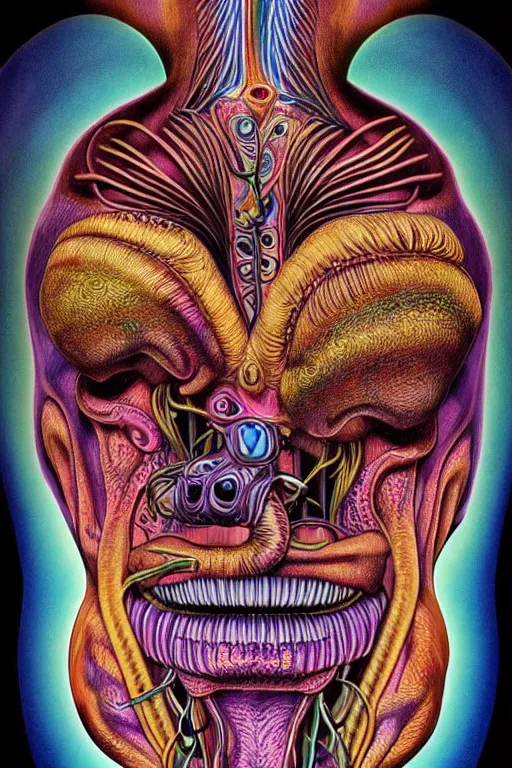 Image similar to psychedelic anatomically accurate diagram of alien animal, intricate parts, fine details, hyper realistic, by seichen, surreal