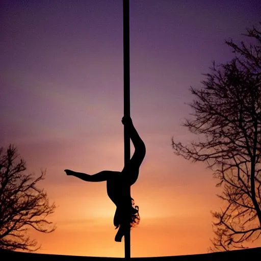 Prompt: pole dancer performing on carousel, beautiful lighting, silhouette.