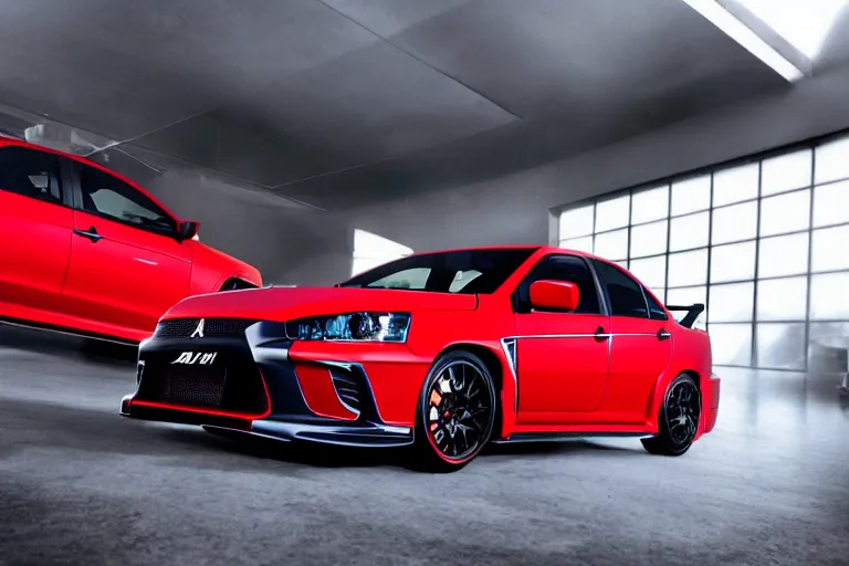 Prompt: photo of Mitsubishi Lancer Evolution XI 11 2022 2 door sedan, in Spiderman style concept car