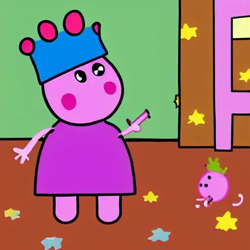 Prompt: “ peppa pig holding a gauss rifle ”