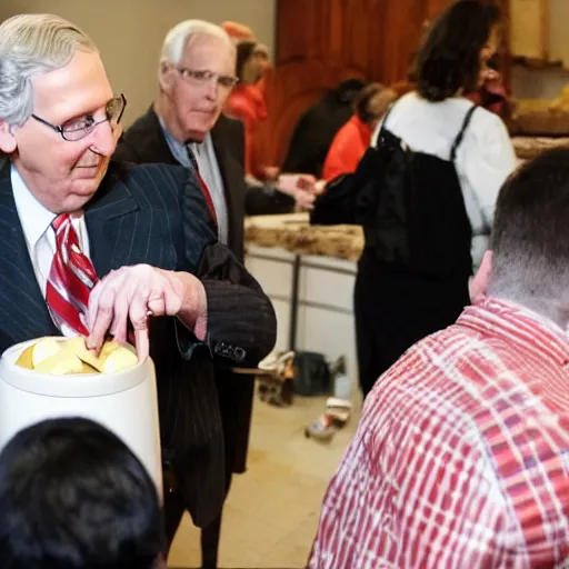 Image similar to mitch mcconnell stealing food from poor people.