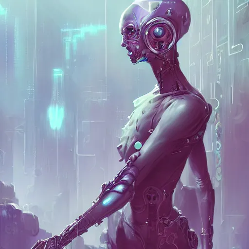 Image similar to portrait of a beautiful cybernetic drow, cyberpunk concept art by pete mohrbacher and seb mckinnon and beksinski and josan gonzales, digital art, highly detailed, intricate, sci-fi, sharp focus, Trending on Artstation HQ, deviantart, unreal engine 5, 4K UHD image