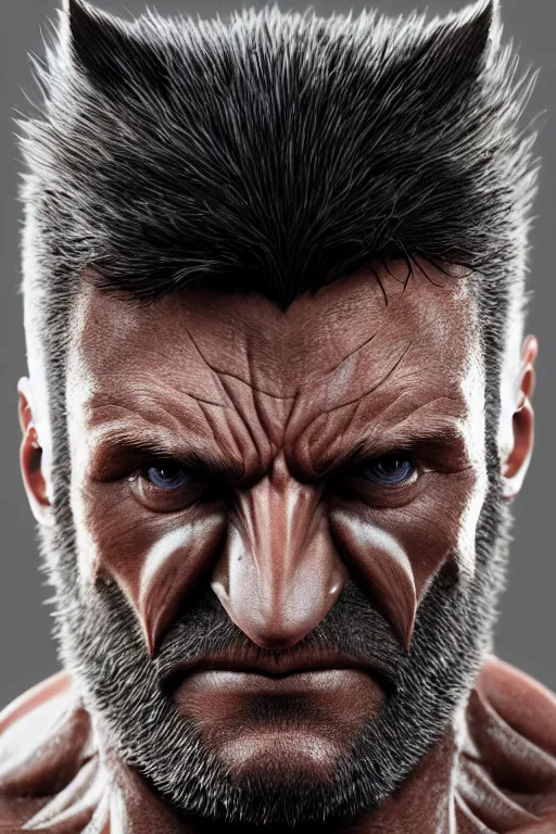 Image similar to Wolverine,muscle extremely detailed, full face, mouth, trending on artstation, pixiv, cgsociety, hyperdetailed Unreal Engine 4k 8k ultra HD, WLOP