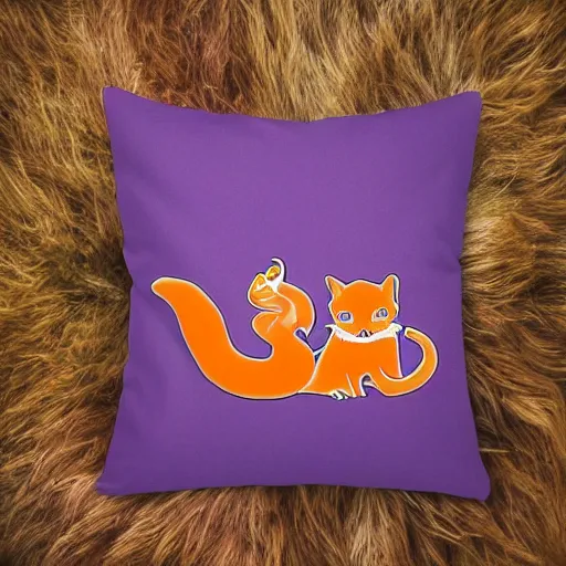 Image similar to purple dragon snuggling orange tabby cat, orange tabby hugging tiny dragon