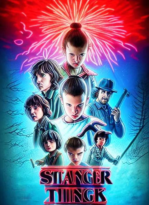 Image similar to poster stylized minimalist stranger things art by makoto shinkai, global illumination