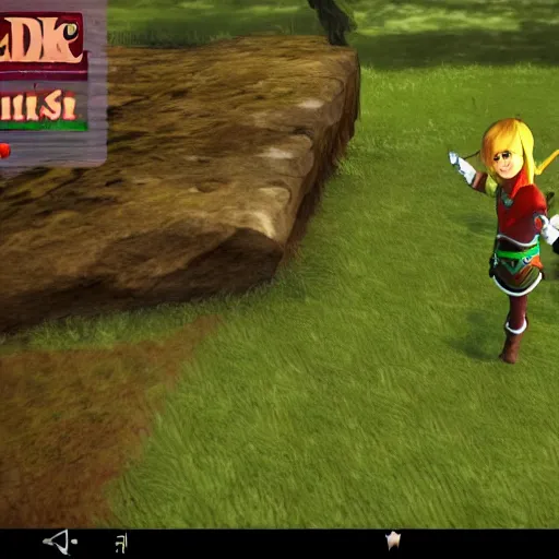 Image similar to linkle doing the splits, ingame screenshot from zelda