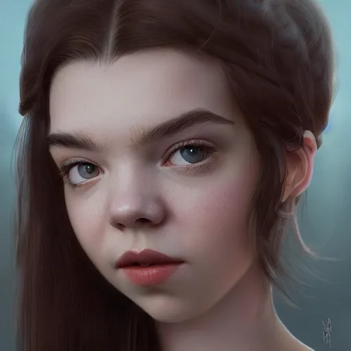 Prompt: a portrait of anya taylor - joy as a pixar character, beautiful, elegant, extremely detailed digital art, trending on artstation hyper realistic matte painting, by wlop, artgerm