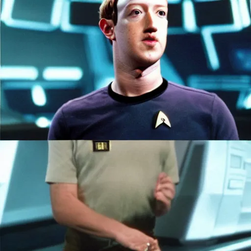 Image similar to mark zuckerberg in star trek ( 1 9 9 6 )