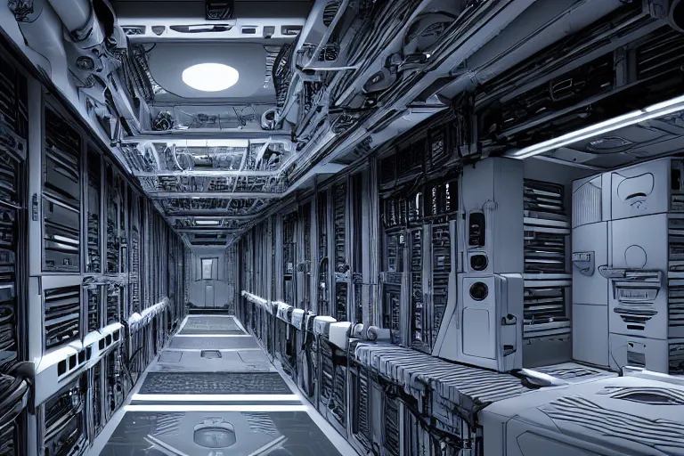 Image similar to parallax datacenter server room interior single mono colossus white rusty android guest robosaurus tusk artstation cinematic detailed concept art sharp coherent cgsociety symmetric perfect well balanced shadows lotr supercomputer starwars