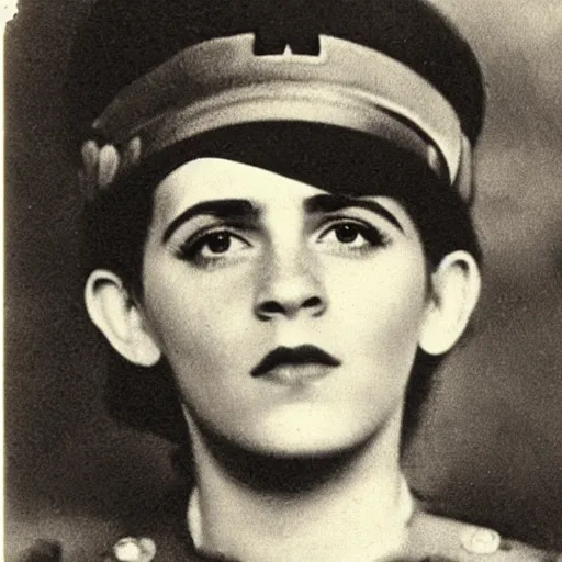 Image similar to photograph of soviet chekist comrade emma watson, vintage revolution photograph, famous photo