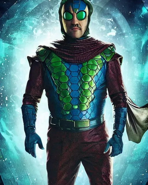 Prompt: Bruce Campbell as mysterio movie poster