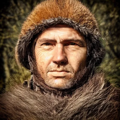 Prompt: neolithic hunter, portrait, hd