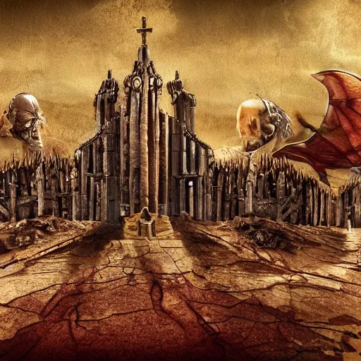 Prompt: holy terror church of final judgement, doomsday cult, high detail, 4 k