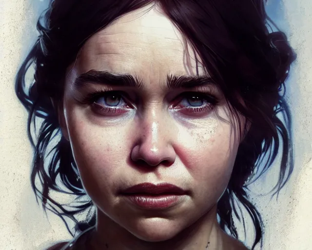 Prompt: highly detailed portrait of a emilia clarke, in the walking dead, stephen bliss, unreal engine, fantasy art by greg rutkowski, loish, rhads, ferdinand knab, makoto shinkai and lois van baarle, ilya kuvshinov, rossdraws, tom bagshaw, global illumination, radiant light, detailed and intricate environment