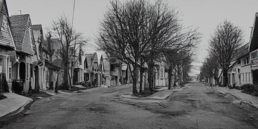 Image similar to a street with houses on the moon