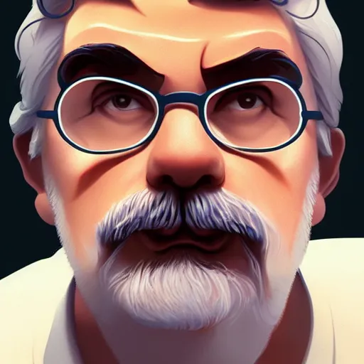 Image similar to face icon stylized minimalist george lucas, loftis, cory behance hd by jesper ejsing, by rhads, makoto shinkai and lois van baarle, ilya kuvshinov, rossdraws global illumination