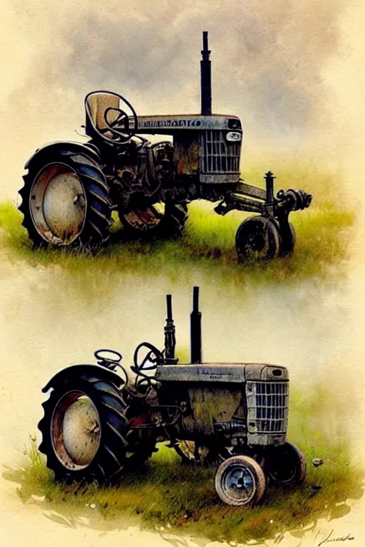 Prompt: ( ( ( ( ( farm tractor. muted colors. ) ) ) ) ) by jean - baptiste monge!!!!!!!!!!!!!!!!!!!!!!!!!!!