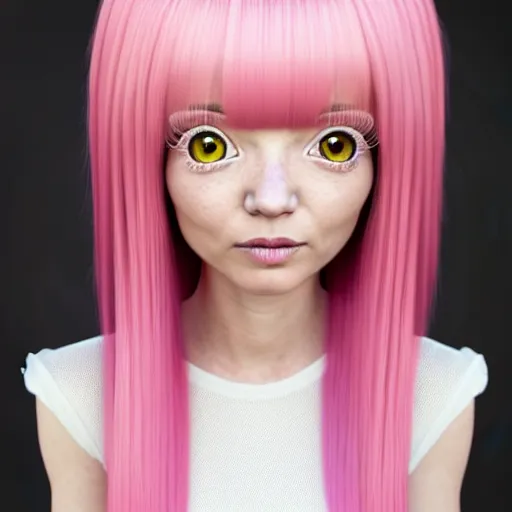 Image similar to A portrait of Nikki from Shining Nikki and Love, a cute 3d cgi toon young woman with long light pink hair, full bangs, hazel eyes, full face, light makeup, pale skin, Chinese heritage, cute outfit, medium shot, mid-shot, hyperdetailed, 8k, trending on artstation, as a Pixar character