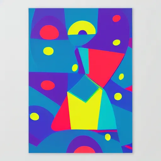 Prompt: best selling art print of an illustration of abstract happy geometric shapes, society6