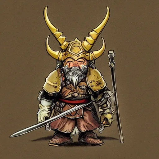 Image similar to “dnd dwarf, horned helmet, by akira toriyama”
