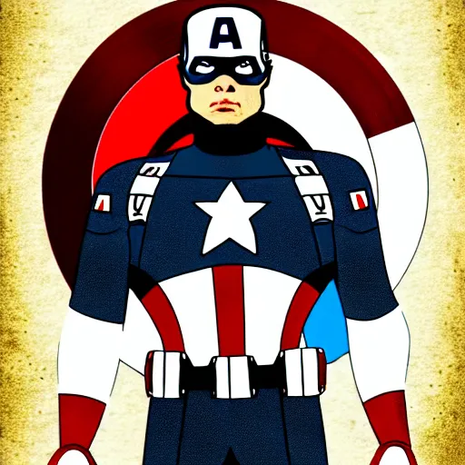 Image similar to water white as captain america , digital art