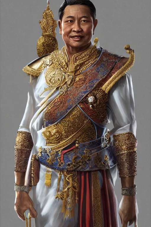 Image similar to full body portrait of king ramkamhaeng the great, highly detailed, digital painting, artstation, concept art, smooth, sharp focus, illustration, art by jakrapan posayakrit