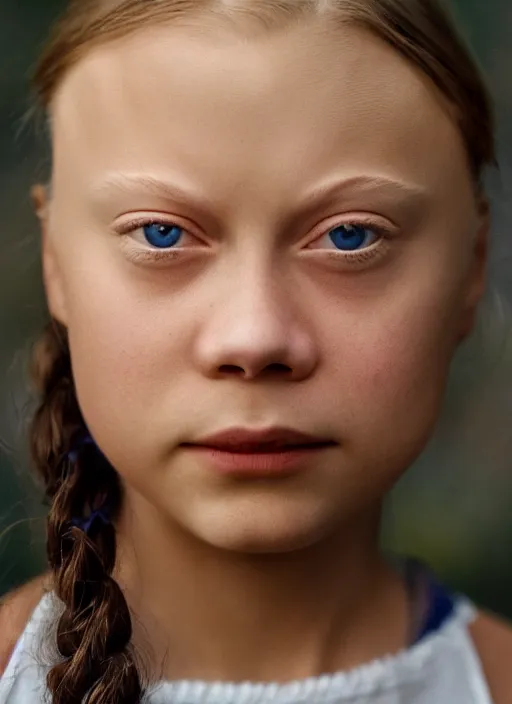 Image similar to closeup portrait of greta thunberg gil elvgren style, depth of field, zeiss lens, detailed, symmetrical, centered, fashion photoshoot, by Annie Leibovitz and Steve McCurry, David Lazar, Jimmy Nelsson, Breathtaking, 8k resolution, extremely detailed, beautiful, establishing shot, artistic, hyperrealistic, beautiful face, octane render