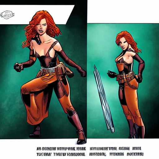 Image similar to mara jade skywalker, character sheet by jim lee