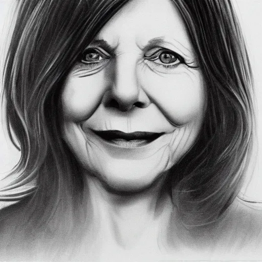 Image similar to stuckism black detailed portrait of diane keaton