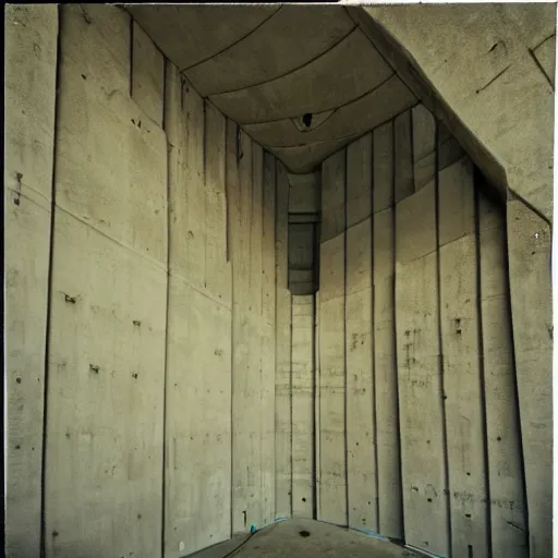 Prompt: massive concrete structure, surreal architecture, surreal, liminal, polaroid,