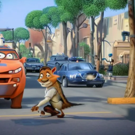 Prompt: zootopia police misconduct scene