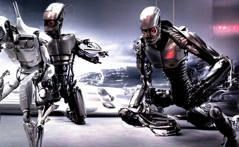 Prompt: alien vs robocop vfx film